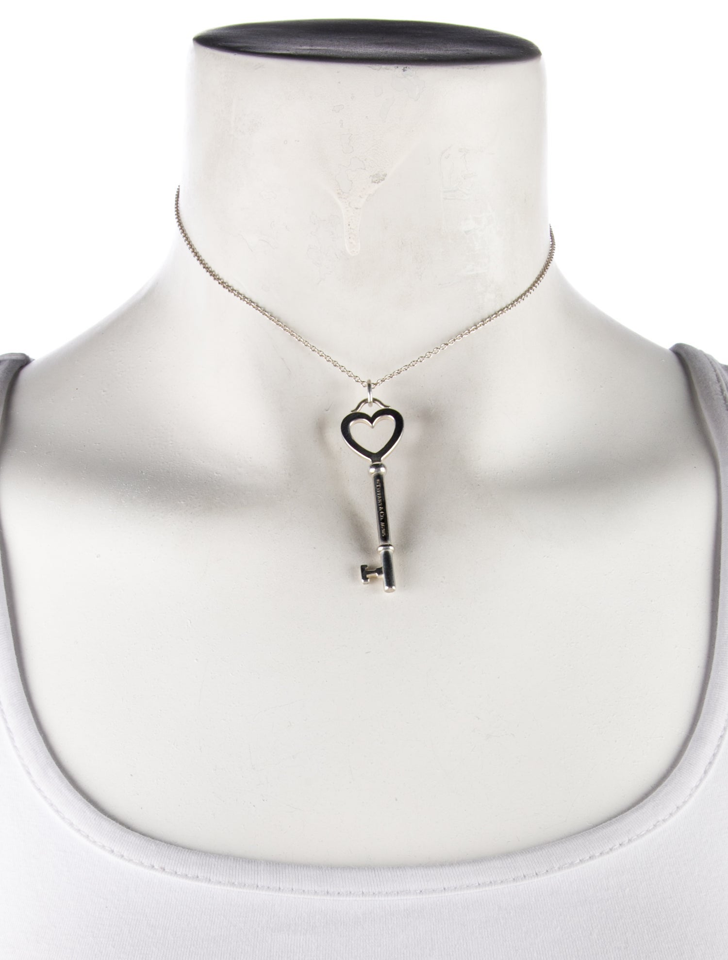 Tiffany & Co. Large Heart Key Pendant Necklace